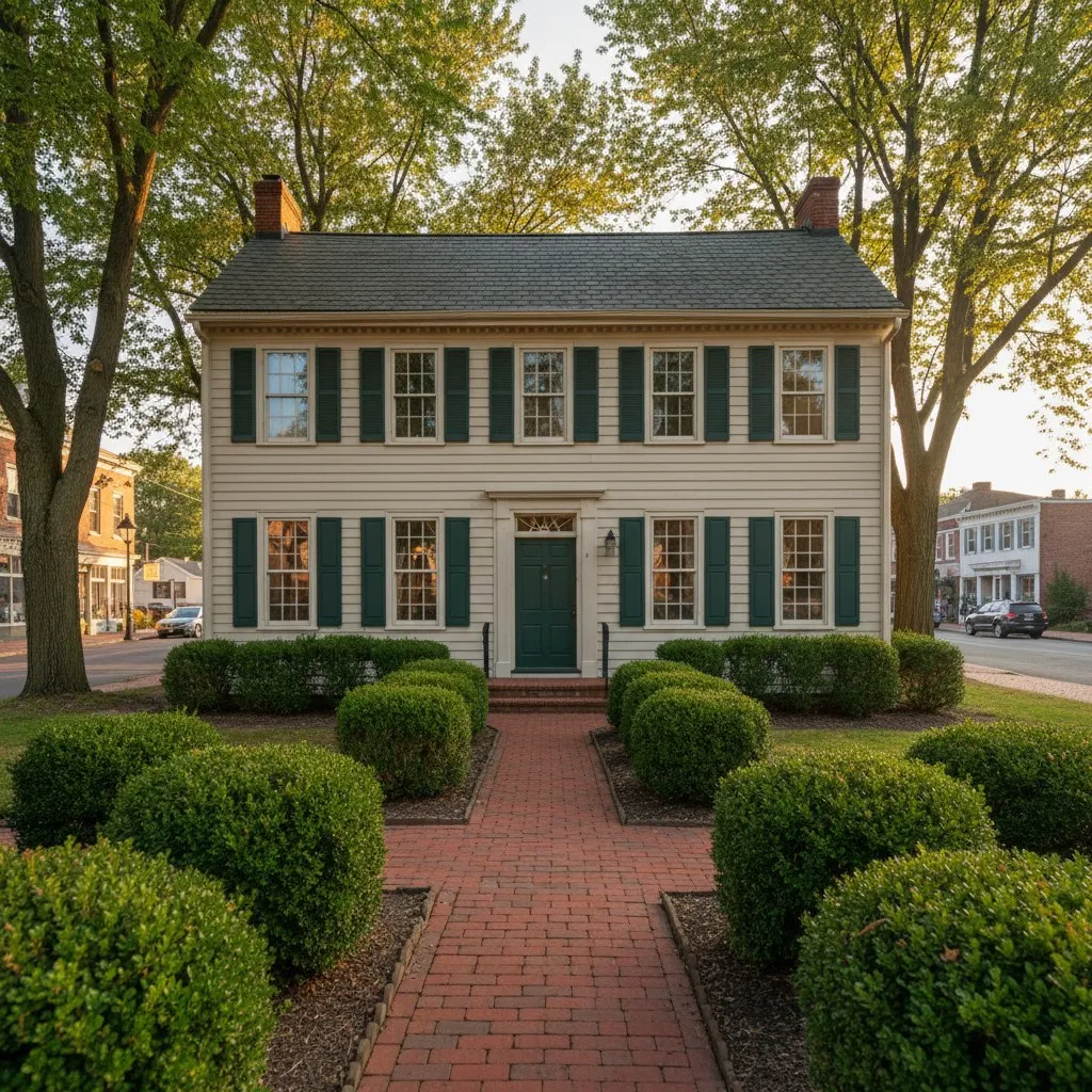 Quiet residential street in Lititz, Pennsylvania