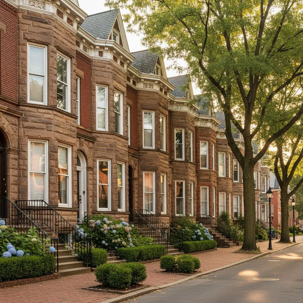 Quiet residential street in Reading, Pennsylvania