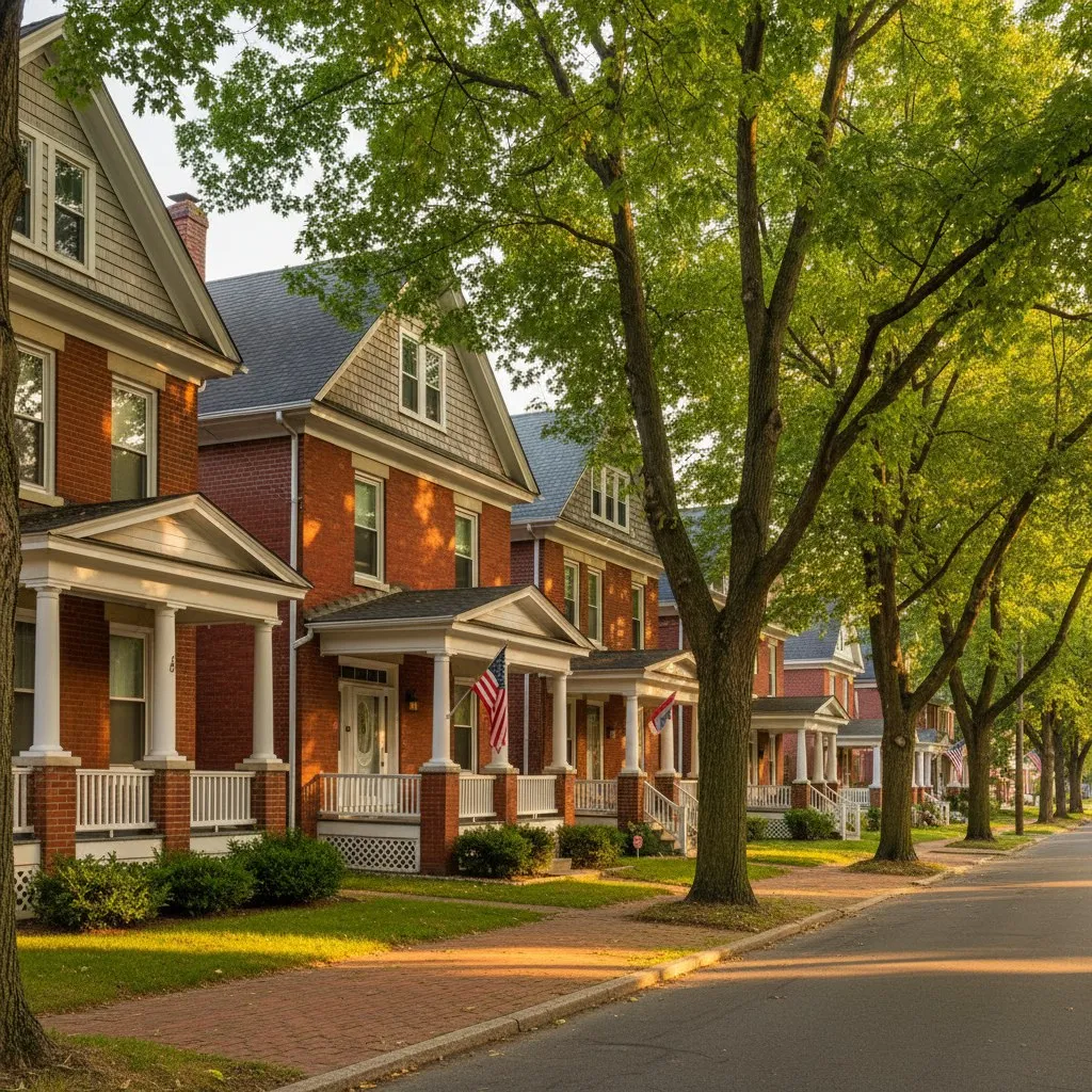 Quiet residential street in Shillington, Pennsylvania